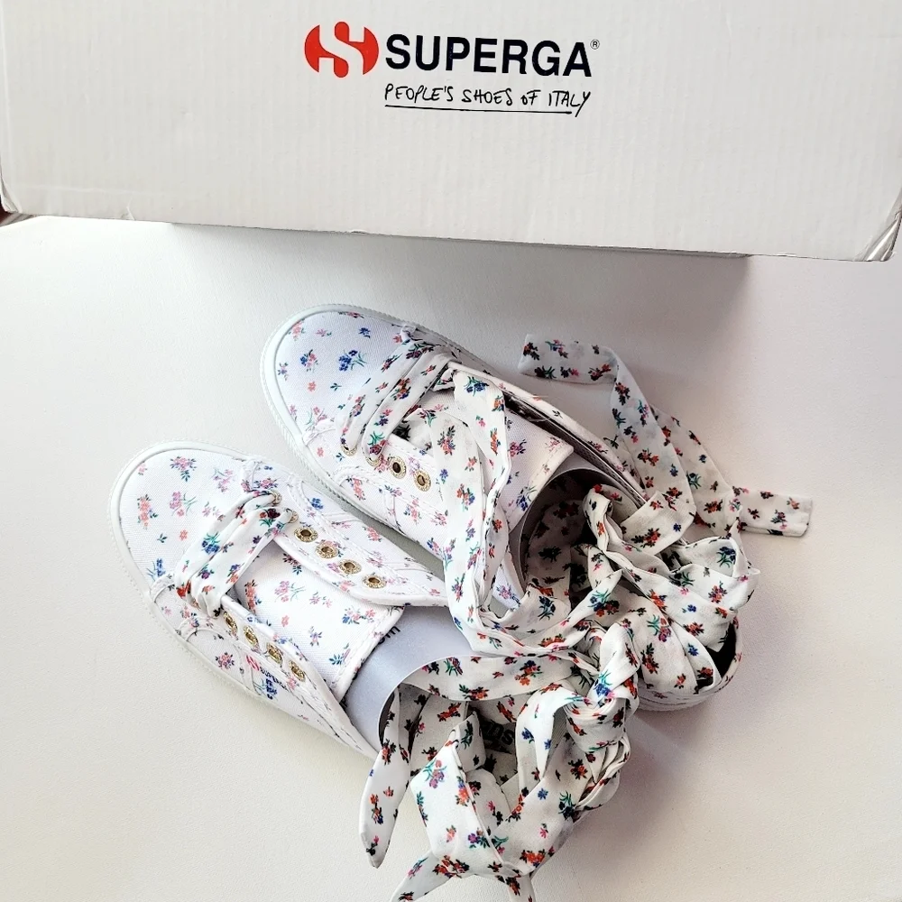 Superga 2402 Floral Ankle Tie Sneakers Size 8.5M